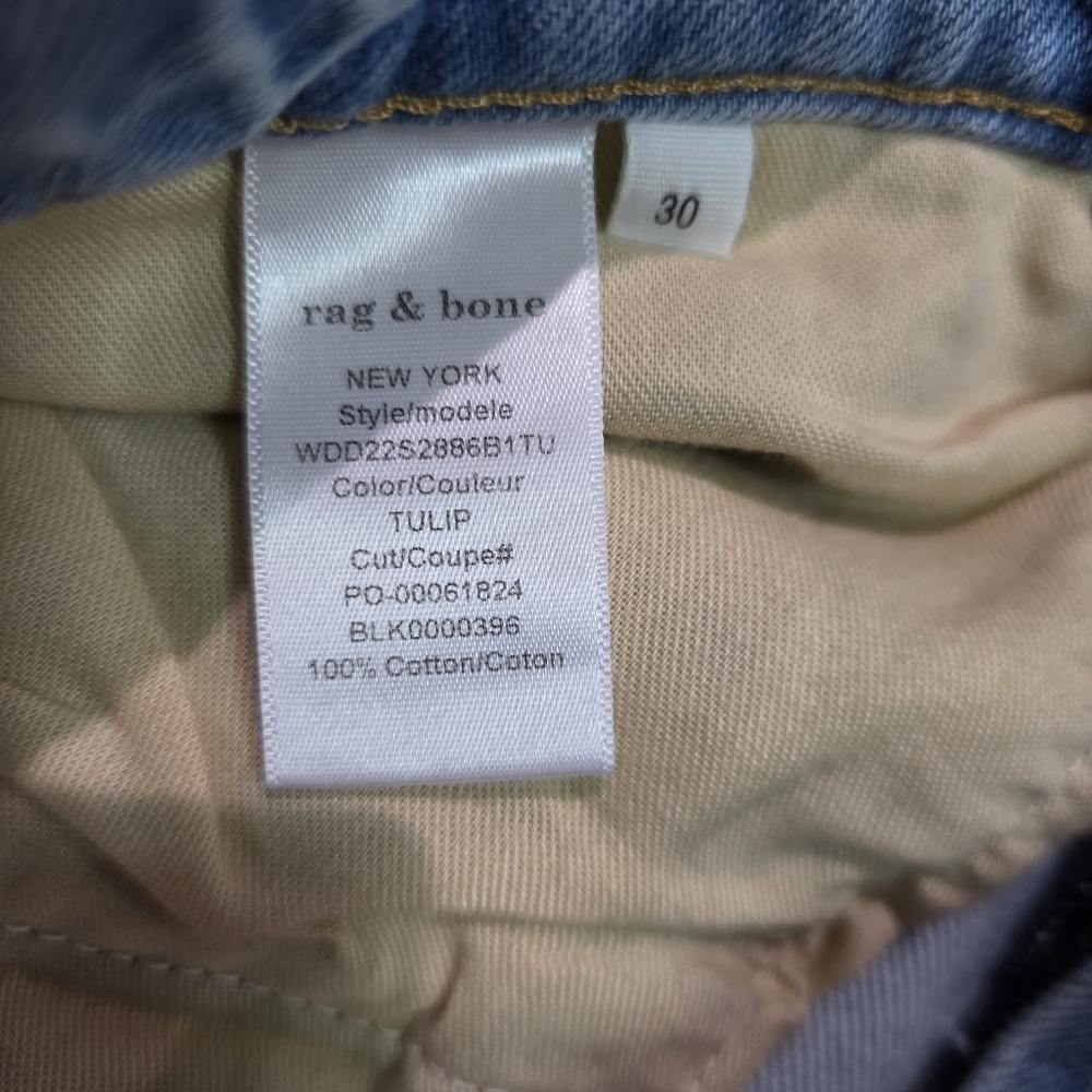 NWT Rag & Bone Alex High Rise Straight Leg Cotton Jeans Size 30 - Picture 7 of 7